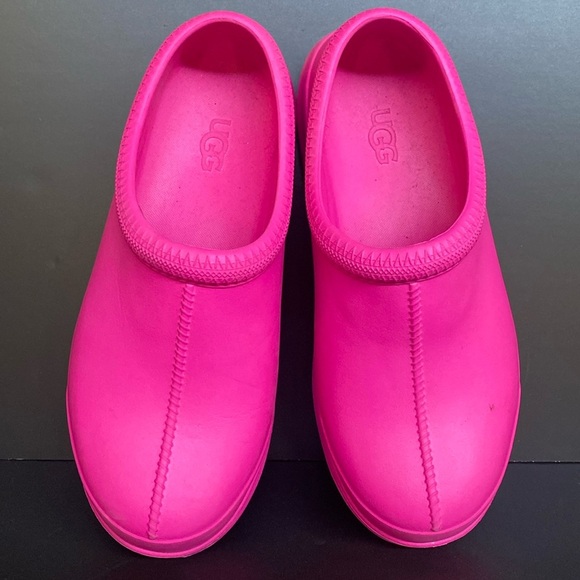 UGG Hot Pink Taffy Tasman X Slip-On Waterproof Rubber Rain Clogs Size W12 - Picture 1 of 9